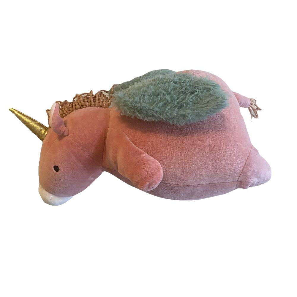 Pillowfort Weighted Plush Stuffed Pillow Pegasus Pink 20" x 7" 3 Lbs autism asd